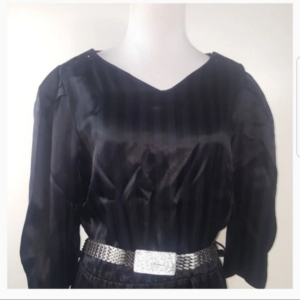 Goth Witchy Black Silky Vintage Pinup Dress